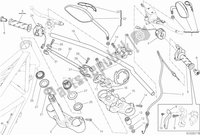 All parts for the Handlebar And Controls of the Ducati Scrambler Urban Enduro Thailand 803 2017